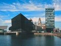 Liverpool is on the eastern side of the Mersey Estuary and historically lay within the ancient hundred of West Derby in North West Royalty Free Stock Photo