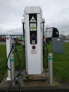 Liverpool, England - APRIL 2 : car charging at electric vehicle charging station in gas service on April 2, 2019 in Liverpool, Eng