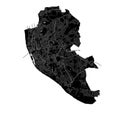 Liverpool, England, Black and White high resolution vector map