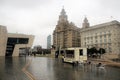 Square of Pier Head and the Royal Liver Building, Liverpool, England. Royalty Free Stock Photo