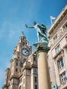 The Royal Liver Building and Roman statue. Royalty Free Stock Photo