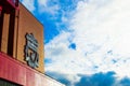 Liverpool, England, United Kingdom; 10/15/2018: Badge or emblem of Liverpool FC in the facade of the building of Anfield Stadium