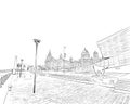 Liverpool.England. United Kingdom of Great Britain. Hand drawn vector illustration Royalty Free Stock Photo