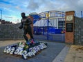 Liverpool, England, United Kingdom; 10/15/2018: Statue of Dixie Dean, a legendary footballer and goalscorer of Everton FC, locates Royalty Free Stock Photo