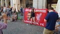 Liverpool fans in the Plaza Mayor