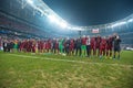 Liverpool FC celebrating in the UEFA Super Cup