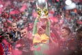 Liverpool FC celebrating in the UEFA Super Cup