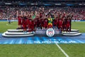 Liverpool FC celebrating in the UEFA Super Cup