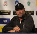 Liverpool FC manager Jurgen Klopp during press conference after 2019 Western Union Cup game against Sporting CP at Yankees stadium Royalty Free Stock Photo