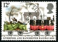 Liverpool and Machester Railway UK Postage Stamp Royalty Free Stock Photo