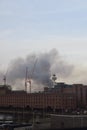 Smoke plumes above Liverpool city centre from huge fire