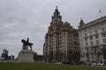 Liverpool\'s Royal Liver Building and The Cunard Building of the Three Graces