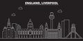 Liverpool silhouette skyline. Great Britain - Liverpool vector city, british linear architecture. Liverpool line travel Royalty Free Stock Photo