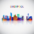 Liverpool skyline silhouette in colorful geometric style.