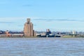 Liverpool, UK - 03 April 2015 - View of Birkenhead skyline across the Mersey river