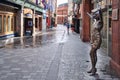 Mathew Street in Liverpool with the statue of Cilla Black next to The Cavern Club Royalty Free Stock Photo