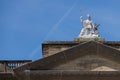 Statue of Britannia and a Liver Bird on top of the Walker Art Gallery, Liverpool, Merseyside, England,