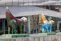 Superlambanana statues outside the Museum of Liverpool, England on July 14, 2021