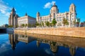 Liverpool Pier Head with the Royal Liver Building, Cunard Building