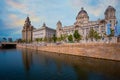 Liverpool Pier Head with the Royal Liver Building, Cunard Building