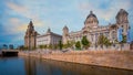 Liverpool Pier Head with the Royal Liver Building, Cunard Building