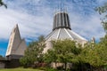LIVERPOOL, UK, 26 MAY 2019: A view documenting the exterior of the  Metropolitan Cathedral of Christ the King, in Liverpool Royalty Free Stock Photo