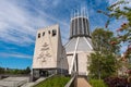 LIVERPOOL, UK, 26 MAY 2019: A view documenting the exterior of the  Metropolitan Cathedral of Christ the King, in Liverpool Royalty Free Stock Photo