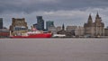 The RSS Sir David Attenborough at Liverpool`s UNESCO listed waterfront Royalty Free Stock Photo