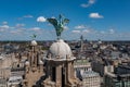 Aerial view of the tower of Liver building with the statue of the liver bird Royalty Free Stock Photo