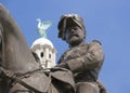 Liverpool, UK, 24th June 2014, King Edward VII Monument and statue outside the Royal Liver Building again blue sky during the Royalty Free Stock Photo