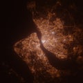 Liverpool (United Kingdom) street lights map. Satellite view on modern city at night.