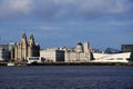 Liverpool Waterfront, with Royal Liver, Cunard, and Port of Liverpool Buildings.