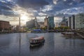 Liverpool waterfront showing Liver Building and ferry terminal Royalty Free Stock Photo