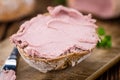 Liverwurst Sandwich selective focus