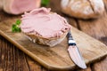 Liverwurst Sandwich selective focus on vintage wooden backgrou Royalty Free Stock Photo