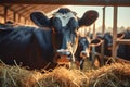 Livestock industry cows in cowshed, part of meat production