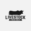 Livestock Logo with Silhouette of Cow