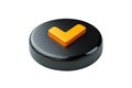 Livestreaming icon with an orange check mark on a black circular base Royalty Free Stock Photo