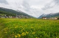 Summer view of Livigno, an Italian town in the province of Sondrio in Lombardy and renowned winter Royalty Free Stock Photo