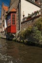 Living along the  canal on a sunny summers  day in Bruges Belgum Royalty Free Stock Photo