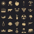 Living area icons set, simple style