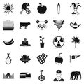 Living area icons set, simple style