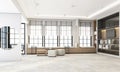 Living area in modern office have wooden texture bay windows seating Royalty Free Stock Photo