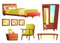 Living or bedroom object set with leather sofa and wooden shelf with frame and books. Stylish furniture - a lamp and a