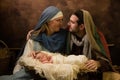 Nativity scene Jesus and parents Royalty Free Stock Photo