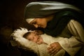 Nativity scene mother mary with Jesus Royalty Free Stock Photo