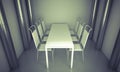 Living.Clean diner room, chairs and white table over clean spac Royalty Free Stock Photo