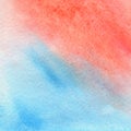 Living coral, pink and blue colors, trendy watercolor background. Great design element for brochure, banner, cover