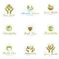 Living in harmony with nature metaphor, set of green health idea