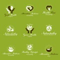 Living in harmony with nature metaphor, set of green health idea logos.